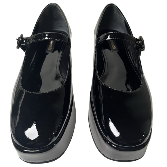 New Larroude Blair Platform Shoes Sz 8 Black Patent Mary Janes Whimsigoth No Box - Picture 2 of 11